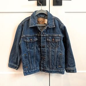Vintage LEVI'S Kids Classic Blue Denim Jean Oversized Boxy Jacket Size 7